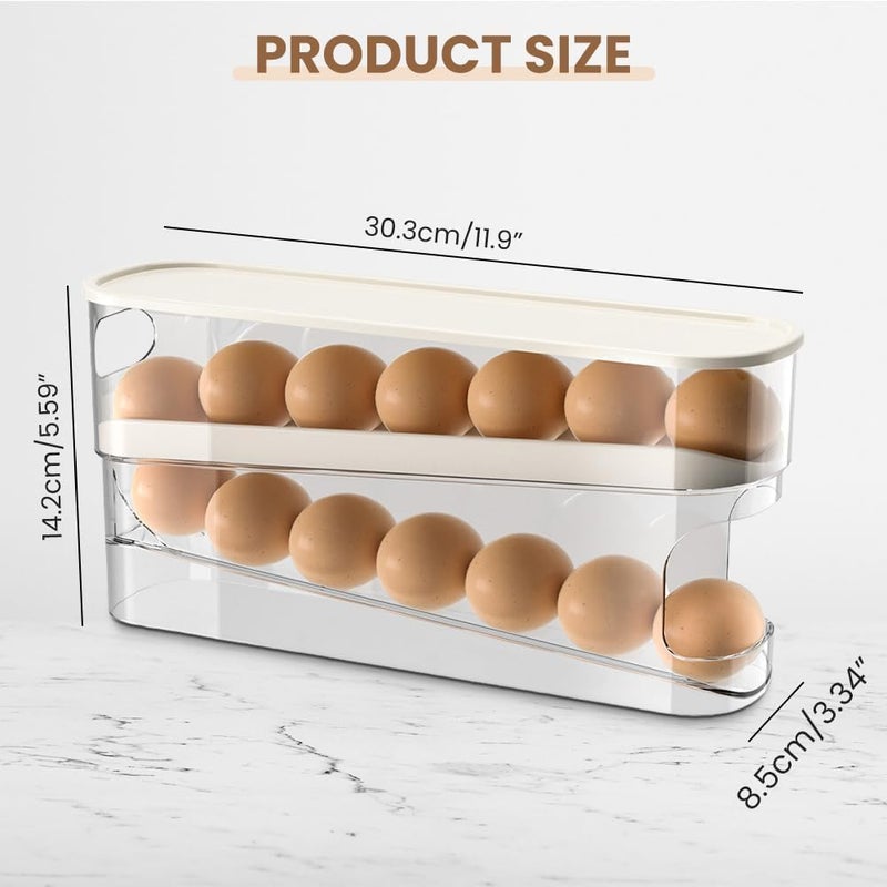 Sipobuy Auto Rolling Egg Holder for Fridge, Egg Dispenser/Organizer/Storage/Container with Lid for Refrigerator, Sturdy and Durable Space-Saving Egg Tray for 12 Large Eggs - Image 2